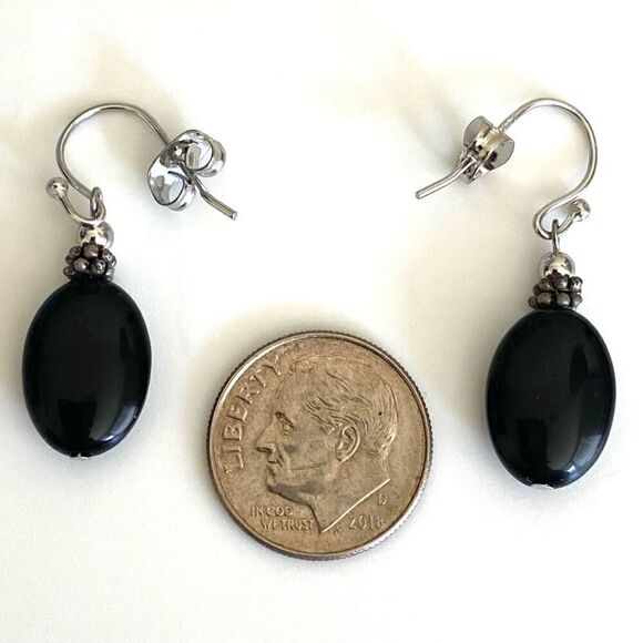 TS# Sterling 925 Silver & Black Onyx 1 1/4” Dangles - Picture 7 of 8
